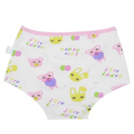 4PCS CUTE PRINTED SOFT COTTON BABY BRIEFS UNDERWEAR FOR GIRLS (BEAR PATTERN)