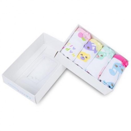 4PCS CUTE PRINTED SOFT COTTON BABY BRIEFS UNDERWEAR FOR GIRLS (BEAR PATTERN)