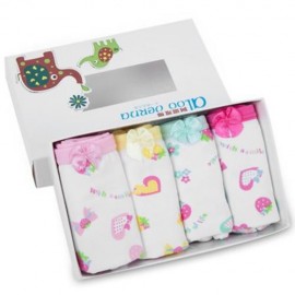 4PCS CUTE PRINTED SOFT COTTON BABY BRIEFS UNDERWEAR FOR GIRLS (STRAWBERRY PATTERN)