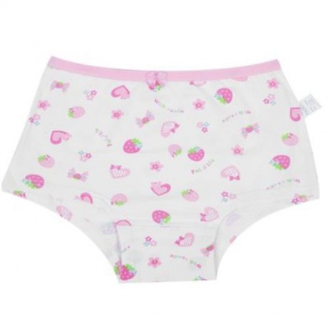 4PCS CUTE PRINTED SOFT COTTON BABY BRIEFS UNDERWEAR FOR GIRLS (STRAWBERRY PATTERN)