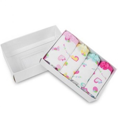 4PCS CUTE PRINTED SOFT COTTON BABY BRIEFS UNDERWEAR FOR GIRLS (STRAWBERRY PATTERN)