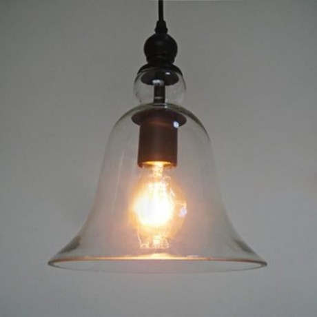 CY - DD - 036 INDUSTRIAL BELL GLASS LAMP SHADE RETRO PENDENT CEILING LIGHT SOCKET (BLACK)