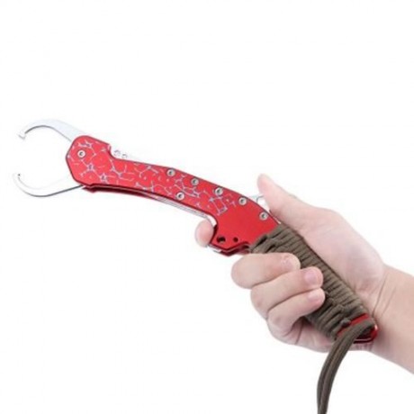 PORTABLE ROPE WOVEN FISH GRIP LURES PLIERS FINDER FISHING ACCESSORY (RED)