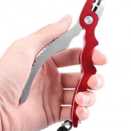 ALUMINUM ALLOY ARC-SHAPED HAND SHANK LINE CUTTER HOOK REMOVE FISHING PLIERS (RED)