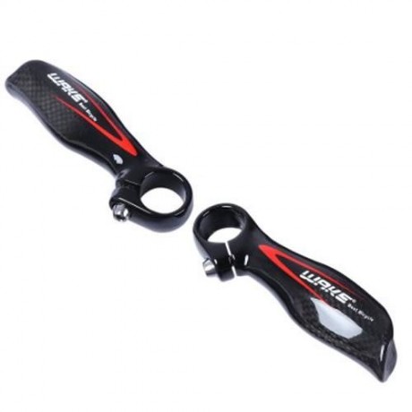 WAKE PAIRED CARBON FIBER GLOSSY BICYCLE MTB BIKE HANDLEBAR BAR END (BLACK)