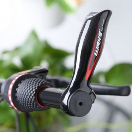 WAKE PAIRED CARBON FIBER GLOSSY BICYCLE MTB BIKE HANDLEBAR BAR END (BLACK)