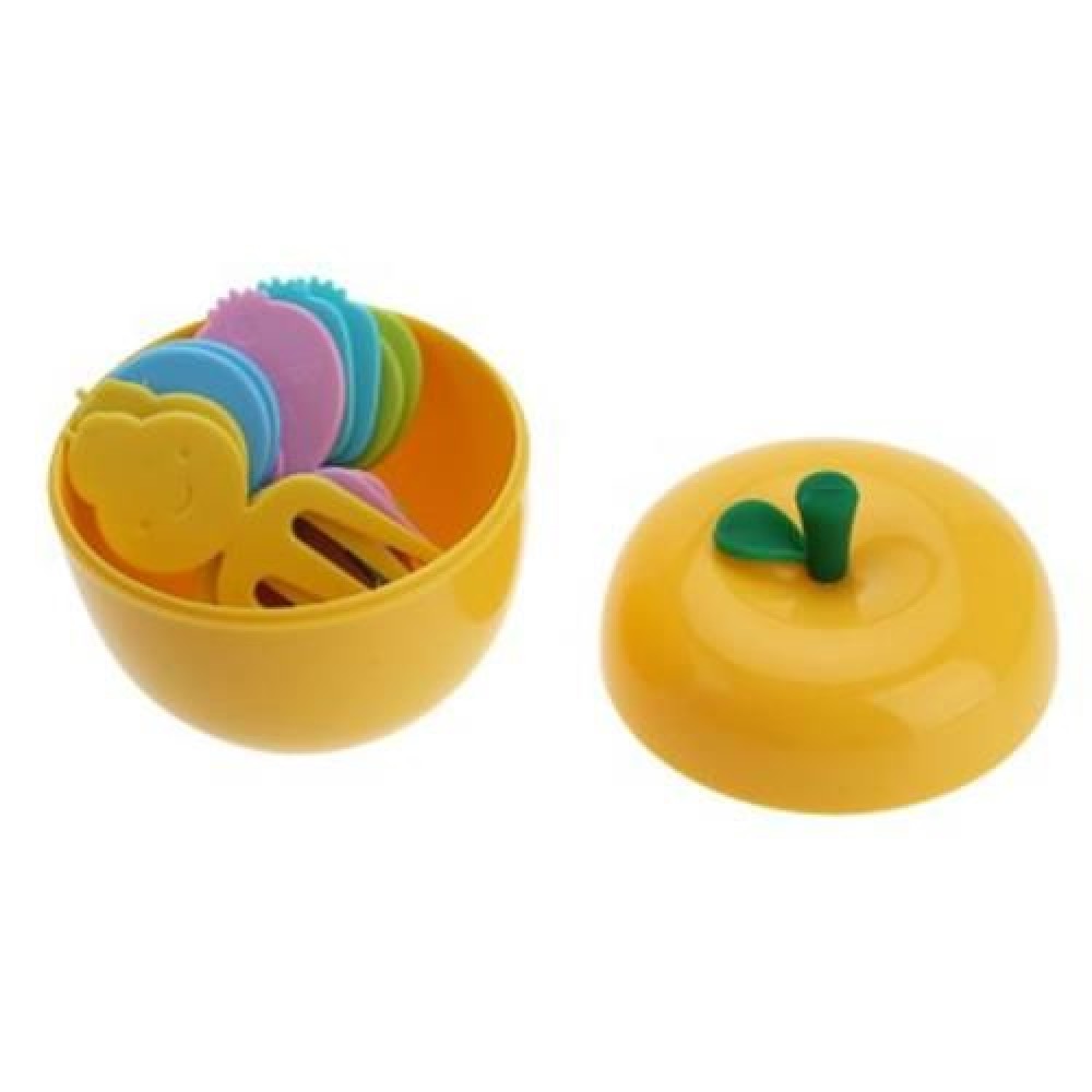 10PCS COLORFUL FRUIT PICKS FORKS SET FOR KITCHEN (YELLOW)