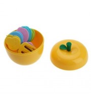 10PCS COLORFUL FRUIT PICKS FORKS SET FOR KITCHEN (YELLOW)