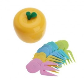 10PCS COLORFUL FRUIT PICKS FORKS SET FOR KITCHEN (YELLOW)