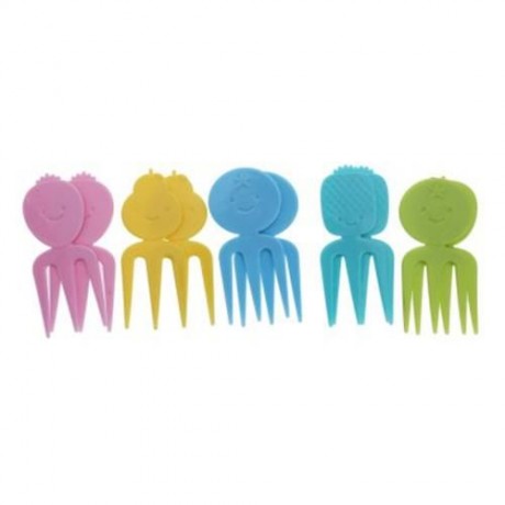 10PCS COLORFUL FRUIT PICKS FORKS SET FOR KITCHEN (YELLOW)