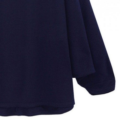 STYLISH SCOOP NECK LONG BATWING SLEEVE SOLID COLOR LOOSE-FITTING WOMEN'S KNITWEAR