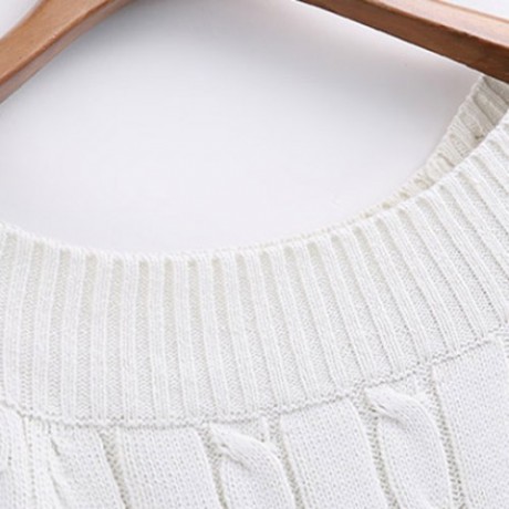 CASUAL SCOOP NECK SOLID COLOR ALL-MATCH LONG SLEEVE WOMEN'S SWEATER