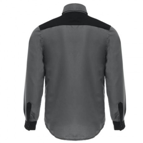 TRENDY TURN DOWN COLOR FULL SLEEVE COLOR BLOCK SHIRT FOR MEN (GRAY)
