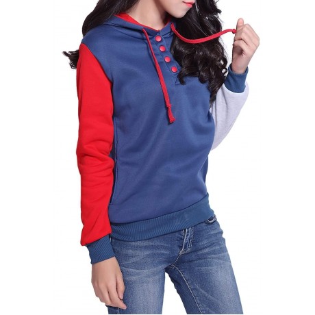 CASUAL POCKETS DESIGN LONG SLEEVE HOODED WOMEN'S SWEATSHIRT