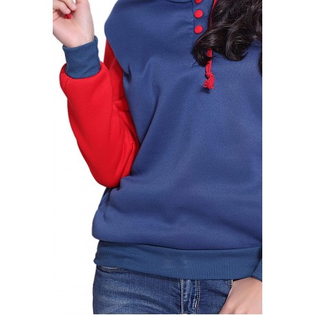 CASUAL POCKETS DESIGN LONG SLEEVE HOODED WOMEN'S SWEATSHIRT