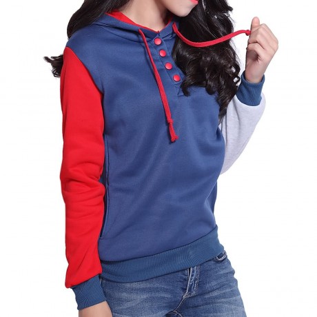 CASUAL POCKETS DESIGN LONG SLEEVE HOODED WOMEN'S SWEATSHIRT
