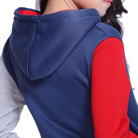 CASUAL POCKETS DESIGN LONG SLEEVE HOODED WOMEN'S SWEATSHIRT