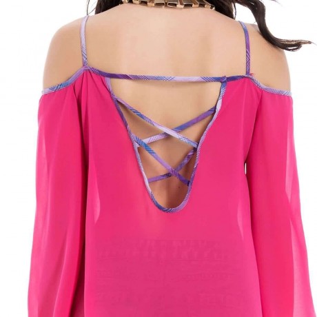 STYLISH SPAGHETTI STRAP LONG SLEEVE BACKLESS WOMEN'S BLOUSE