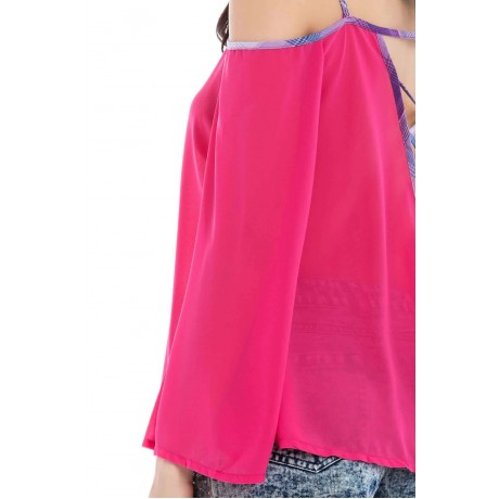 STYLISH SPAGHETTI STRAP LONG SLEEVE BACKLESS WOMEN'S BLOUSE