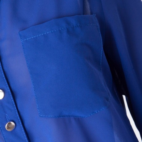 SIMPLE STYLE V-NECK CHIFFON SOLID COLOR LONG SLEEVE WOMEN'S BLOUSE