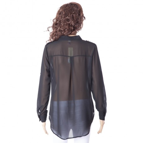 SIMPLE STYLE V-NECK CHIFFON SOLID COLOR LONG SLEEVE WOMEN'S BLOUSE