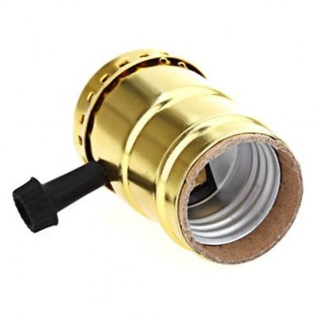 E27 250V SOLID BRASS LIGHT VINTAGE EDISON PENDANT LAMP HOLDER WITH KNOB (GOLDEN)