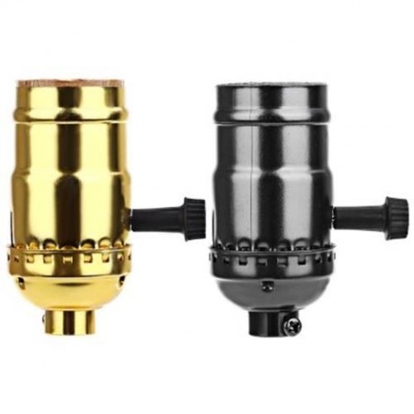 E27 250V SOLID BRASS LIGHT VINTAGE EDISON PENDANT LAMP HOLDER WITH KNOB (GOLDEN)
