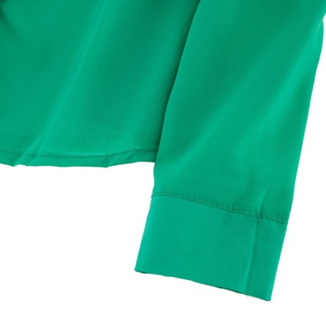 SOLID COLOR PUFF SLEEVES SHIRT NECK POLYESTER REFRESHING STYLE WOMEN'S SHIRT