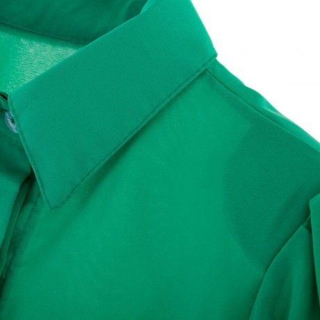 SOLID COLOR PUFF SLEEVES SHIRT NECK POLYESTER REFRESHING STYLE WOMEN'S SHIRT