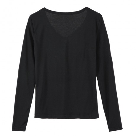 FASHIONABLE V-NECK LACEWORK SPLICING LONG SLEEVE WOMEN'S T-SHIRT