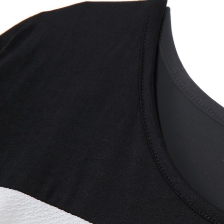 CASUAL SCOOP NECK LONG BATWING SLEEVE SPLICED COLOR BLOCK SLIMMING WOMEN'S T-SHIRT