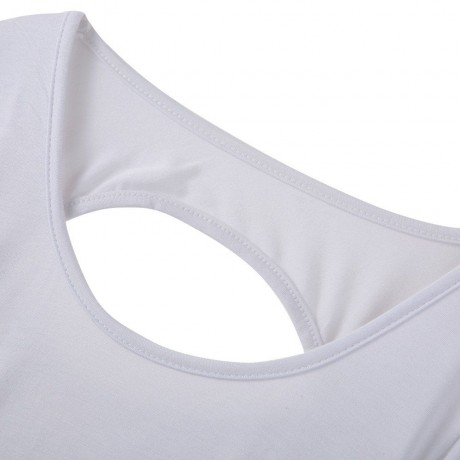 STYLISH SCOOP NECK CUT OUT SOLID COLOR LONG SLEEVE WOMEN'S T-SHIRT