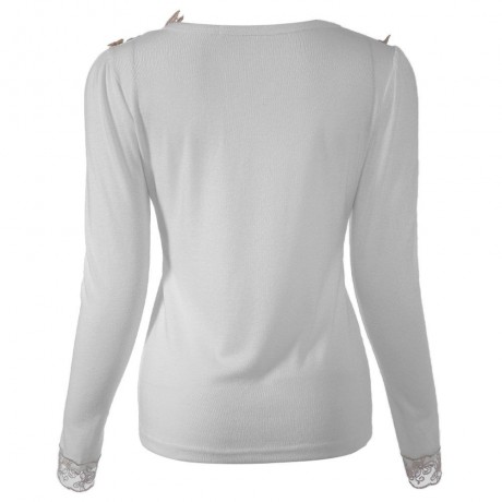 STYLISH V-NECK BEADED LACE EMBELLISHED T-SHIRT FOR WOMEN