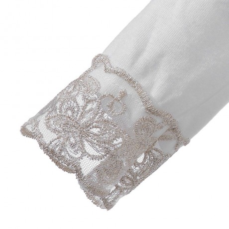 STYLISH V-NECK BEADED LACE EMBELLISHED T-SHIRT FOR WOMEN