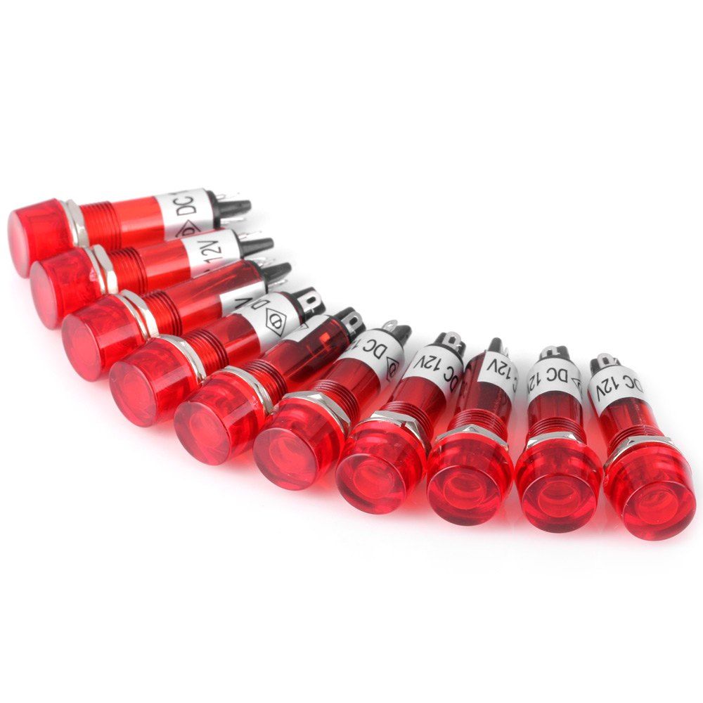 XD10 - 1 DIY HIGH PERFORMANCE 10MM DC 12V FLAT HEAD SIGNAL INDICATOR LIGHT - 10PCS