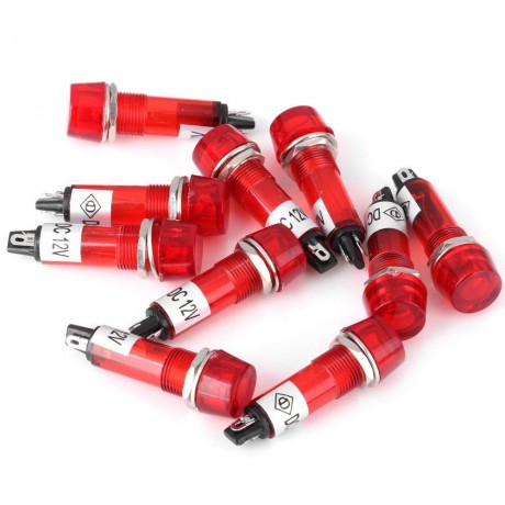 XD10 - 1 DIY HIGH PERFORMANCE 10MM DC 12V FLAT HEAD SIGNAL INDICATOR LIGHT - 10PCS