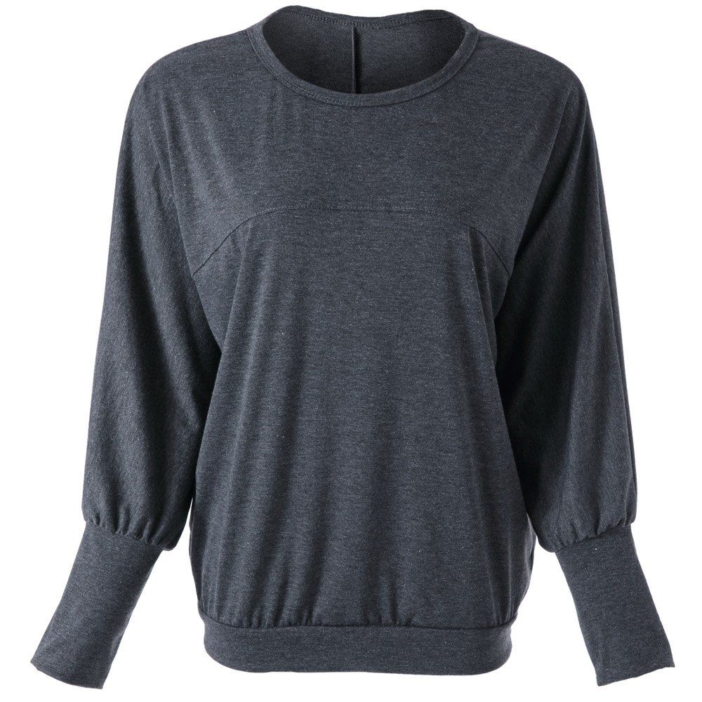 CASUAL SCOOP NECK LONG BATWING SLEEVE SOLID COLOR LOOSE-FITTING WOMEN'S T-SHIRT
