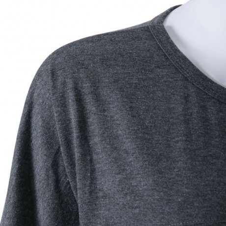 CASUAL SCOOP NECK LONG BATWING SLEEVE SOLID COLOR LOOSE-FITTING WOMEN'S T-SHIRT