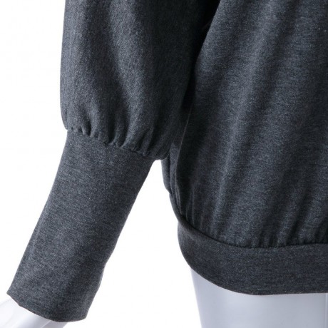 CASUAL SCOOP NECK LONG BATWING SLEEVE SOLID COLOR LOOSE-FITTING WOMEN'S T-SHIRT