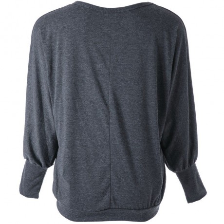 CASUAL SCOOP NECK LONG BATWING SLEEVE SOLID COLOR LOOSE-FITTING WOMEN'S T-SHIRT