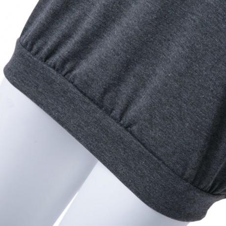 CASUAL SCOOP NECK LONG BATWING SLEEVE SOLID COLOR LOOSE-FITTING WOMEN'S T-SHIRT