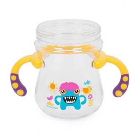 RIKANG 400ML CARTOON PRINT DRINKING STRAW BOTTLE SIPPY CUP WITH HANDLES FOR BABIES (YELLOW