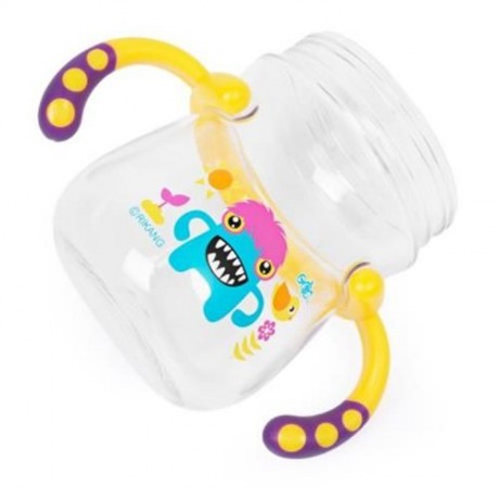 RIKANG 400ML CARTOON PRINT DRINKING STRAW BOTTLE SIPPY CUP WITH HANDLES FOR BABIES (YELLOW