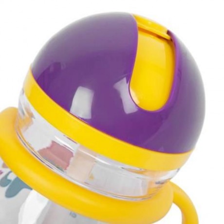 RIKANG 400ML CARTOON PRINT DRINKING STRAW BOTTLE SIPPY CUP WITH HANDLES FOR BABIES (YELLOW