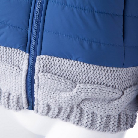 STYLISH HOODED KNITTED SPLICING LONG SLEEVE WOMEN'S DOWN COAT