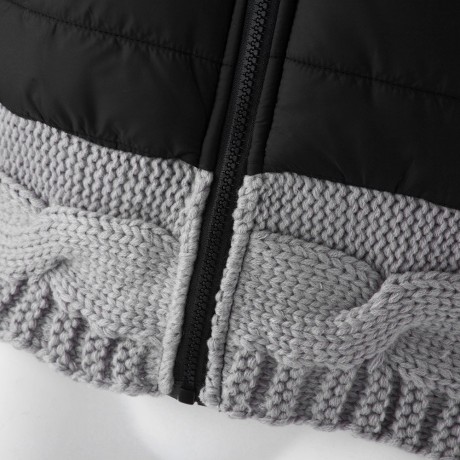 STYLISH HOODED KNITTED SPLICING LONG SLEEVE WOMEN'S DOWN COAT