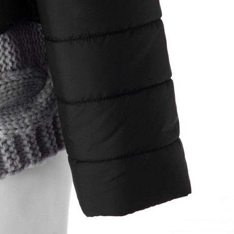 STYLISH HOODED KNITTED SPLICING LONG SLEEVE WOMEN'S DOWN COAT