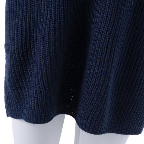 CASUAL V-NECK LONG SLEEVE SOLID COLOR ASYMMETRICAL HEM WOMEN'S SWEATER