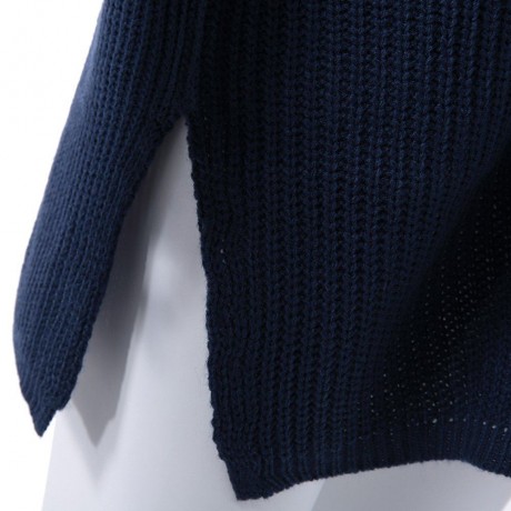 CASUAL V-NECK LONG SLEEVE SOLID COLOR ASYMMETRICAL HEM WOMEN'S SWEATER