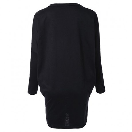 SOLID COLOR CASUAL V-NECK SINGLE BREASTED BATWING SLEEVE WOMEN'S BLOUSE